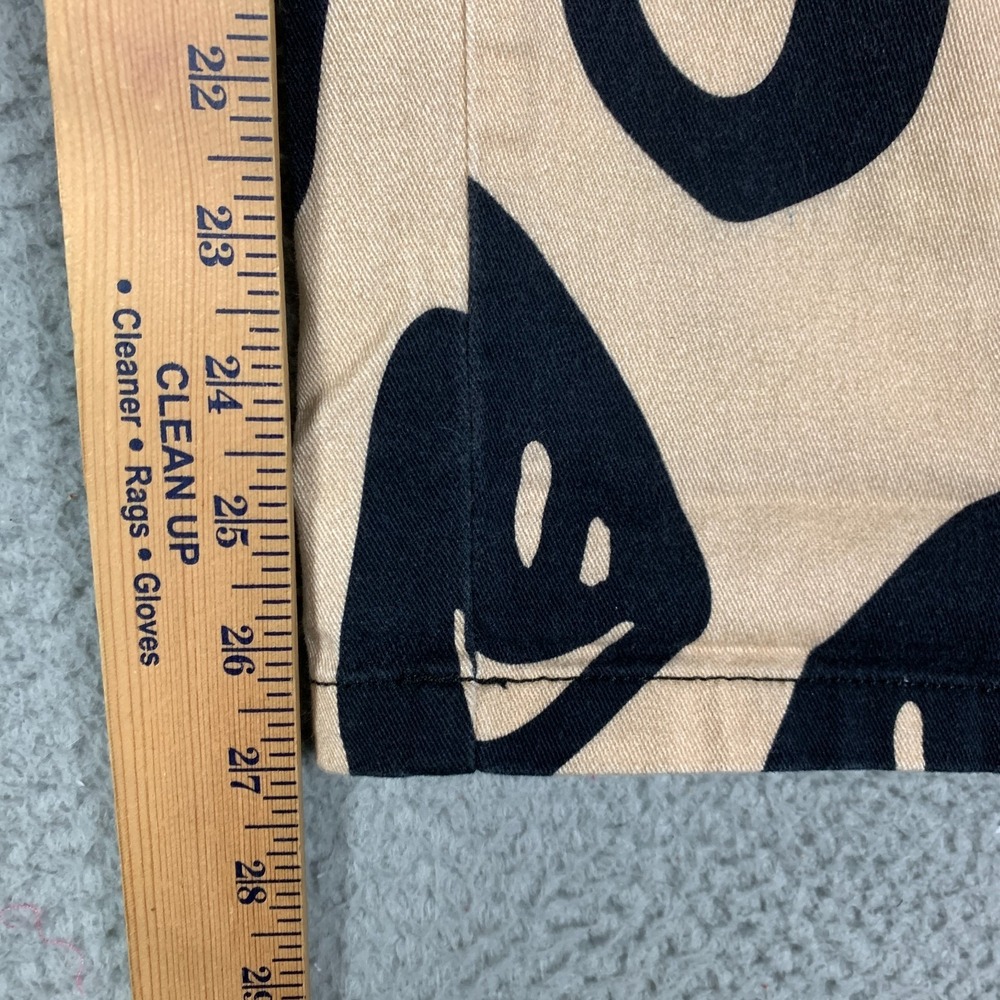 Lazy Oaf Wavey Faces Pants Unisex US 2 Beige Black High Rise Pleated Relaxed Fit - Picture 10 of 12